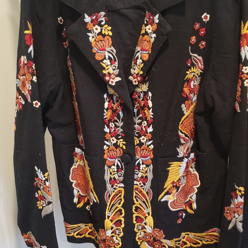 Boho Anthropologie jacket. Embroidered